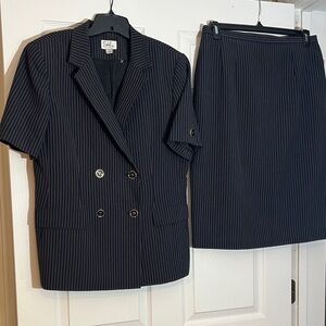 Elegant Black Pinstripe Blazer and skirt set by Express